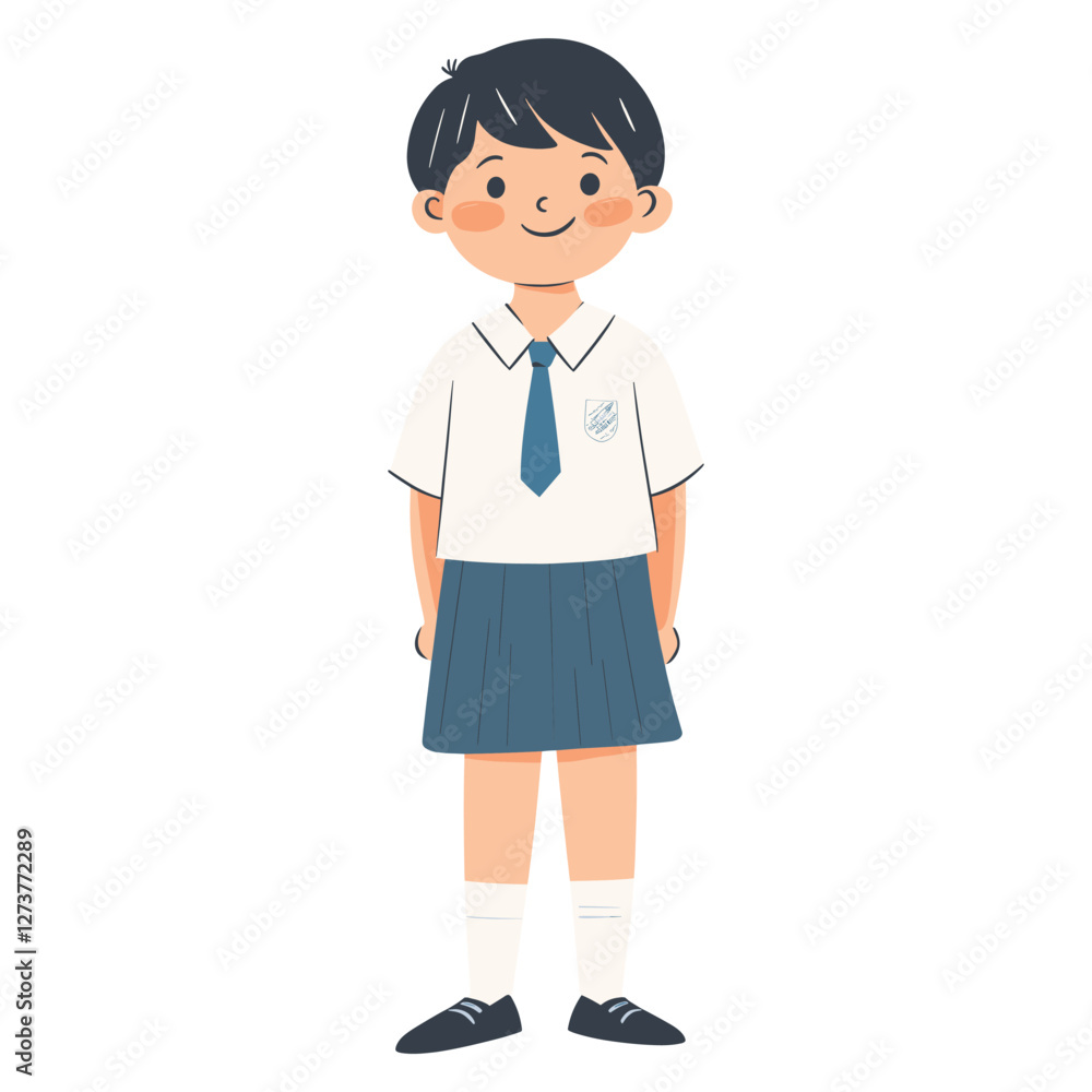 Boy in school uniform illustration smiling face vector Boy in school uniform illustration smiling face vector
