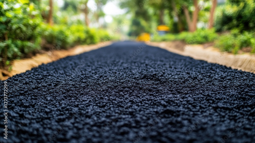Newly paved asphalt road surface close-up. Newly paved asphalt road surface close-up.
