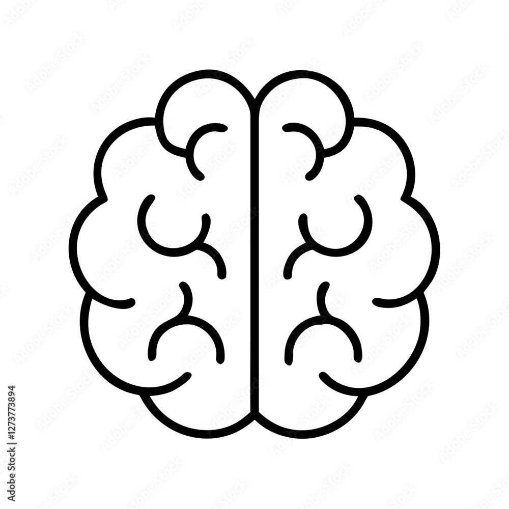 Modern Brain Illustration: Flat Line Design