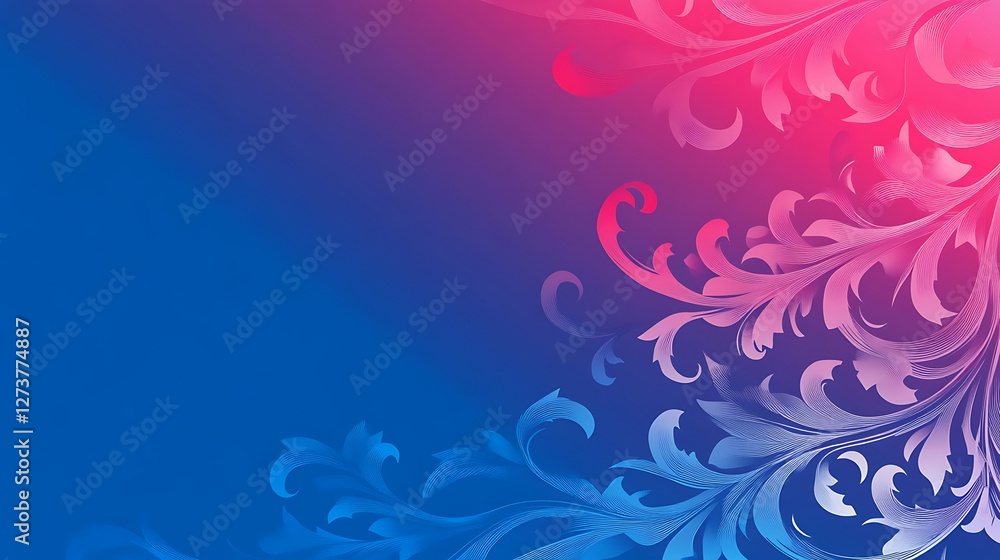 Abstract Floral Design in Blue and Pink Hues Abstract Floral Design in Blue and Pink Hues