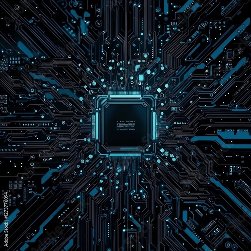 A microelectronic chipset set against a backdrop of blue, symbolizing a tech-centric concept