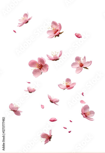Floating peach petals Falling pink petals Flying peach