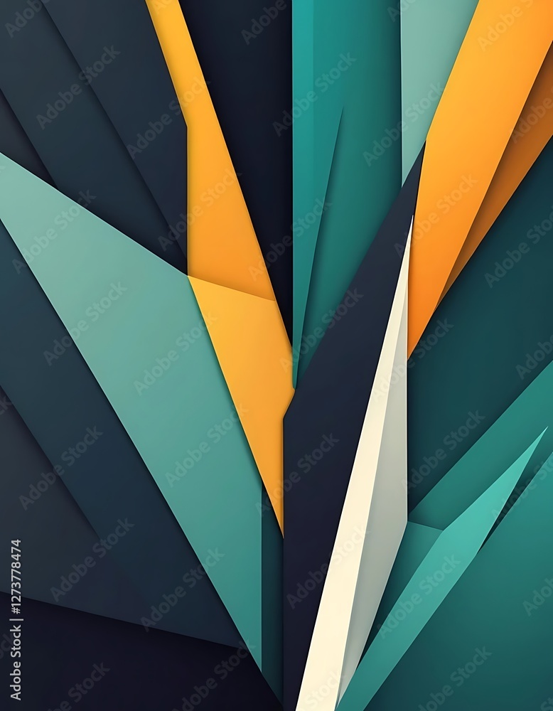 Obraz premium Dynamic interplay of geometric planes in soothing shades of blue and yellow