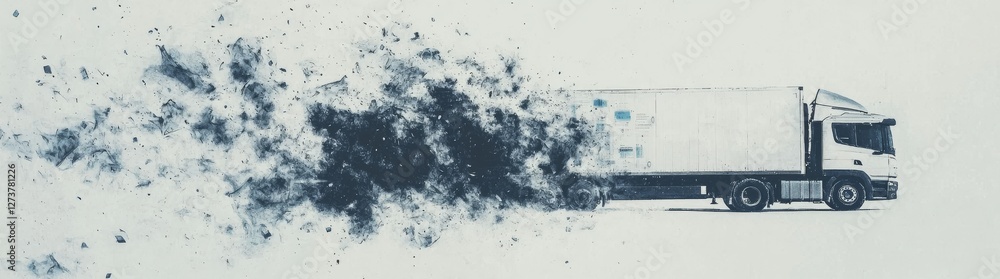 Monochrome technical sketch of a truck chassis featuring blue accents and labeled load points Monochrome technical sketch of a truck chassis featuring blue accents and labeled load points