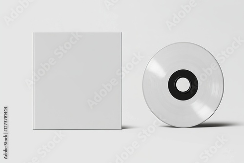 CD disc and carton packaging cover template mock up, featuring a digipak case of cardboard CD drive with a white blank space for branding design or text, isolated on a white background in high