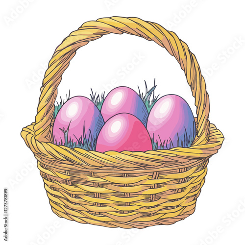 Egg in the basket eggs easter celebration vector