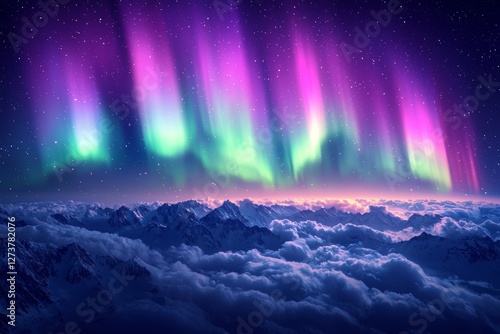 Wallpaper Mural Over Norway a vibrant green and purple Aurora Borealis appears Keywords Torontodigital.ca