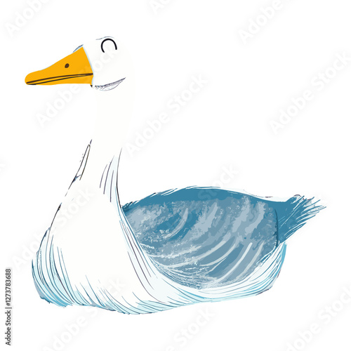 Cute goose on the lake illustration waterfowl outdoors animal vector