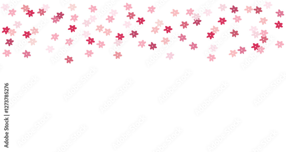 Happy Easter, spring festive composition. Birthday, baby shower or wedding overlay. Pink paper flowers confetti isolated on white background. Celebration, party banner, frame. Vector illustration Happy Easter, spring festive composition. Birthday, baby shower or wedding overlay. Pink paper flowers confetti isolated on white background. Celebration, party banner, frame. Vector illustration