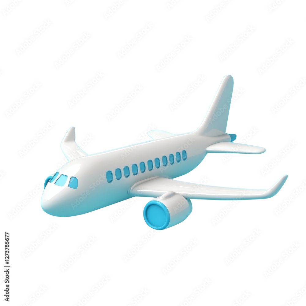 Fototapeta premium A white airplane with blue accents
