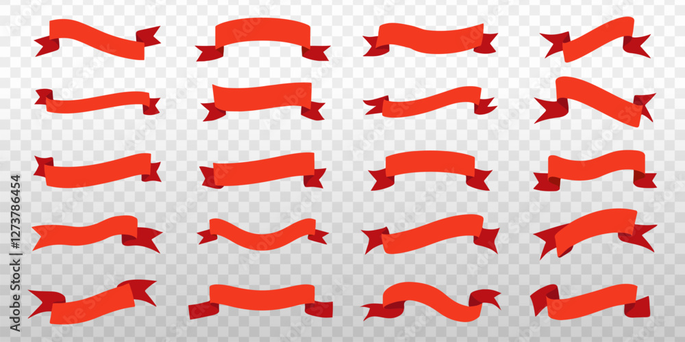 Red ribbon banner collection, vector element set Red ribbon banner collection, vector element set