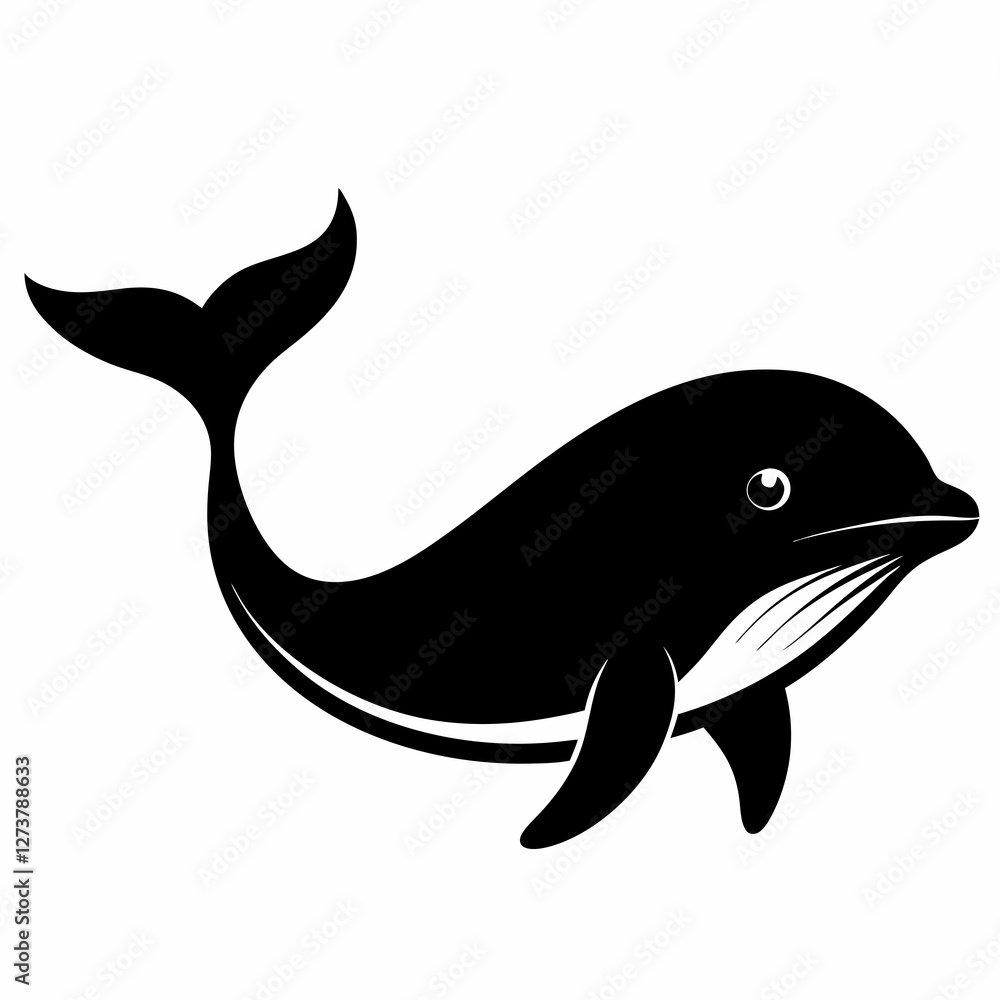 Obraz premium Minimalist Whale Silhouette Vector