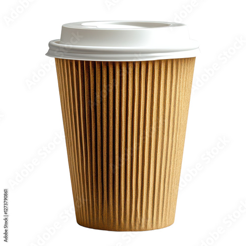 Wallpaper Mural Stylish brown paper coffee cup with white lid isolated on transparent background Torontodigital.ca