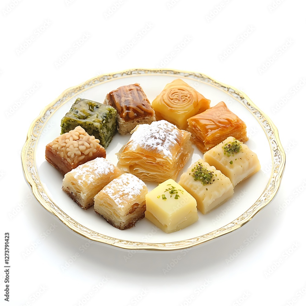 Delicate Small Ceramic Plate Filled with Assorted Dates and Nuts. Delicate Small Ceramic Plate Filled with Assorted Dates and Nuts.