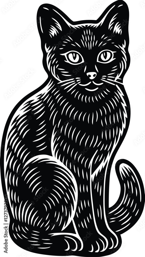 Obraz premium Black silhouette of cat. Vector illustration.