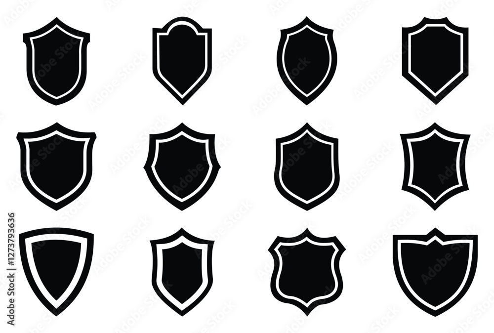 Shield Silhouette Icon Set and Shield Silhouette, Shield icon, Shield, Shield logo, badge, security, protection, safety, security symbol Shield Silhouette Icon Set and Shield Silhouette, Shield icon, Shield, Shield logo, badge, security, protection, safety, security symbol