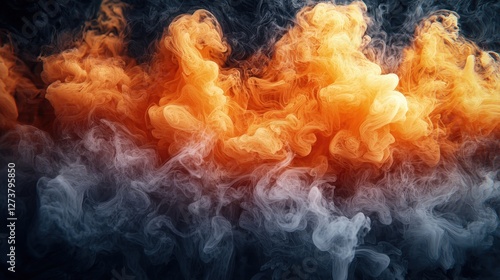 Dramatic artistic representation of orange smoke plume against a dark background