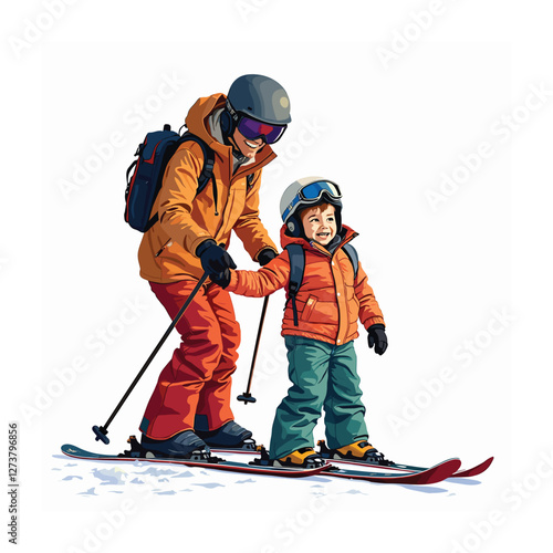 Cross-country skiing vector illustration. Winter sports concept. Vector illustration