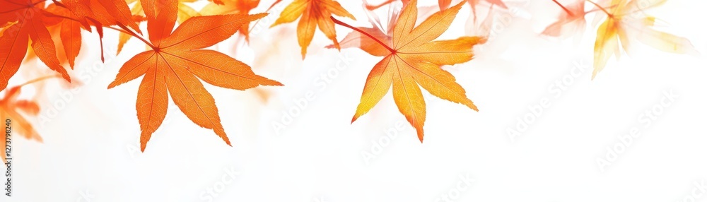 Delicate Momiji maple leaf silhouettes in bright orange over a white backdrop, seasonal and stylish natureinspired motif Delicate Momiji maple leaf silhouettes in bright orange over a white backdrop, seasonal and stylish natureinspired motif