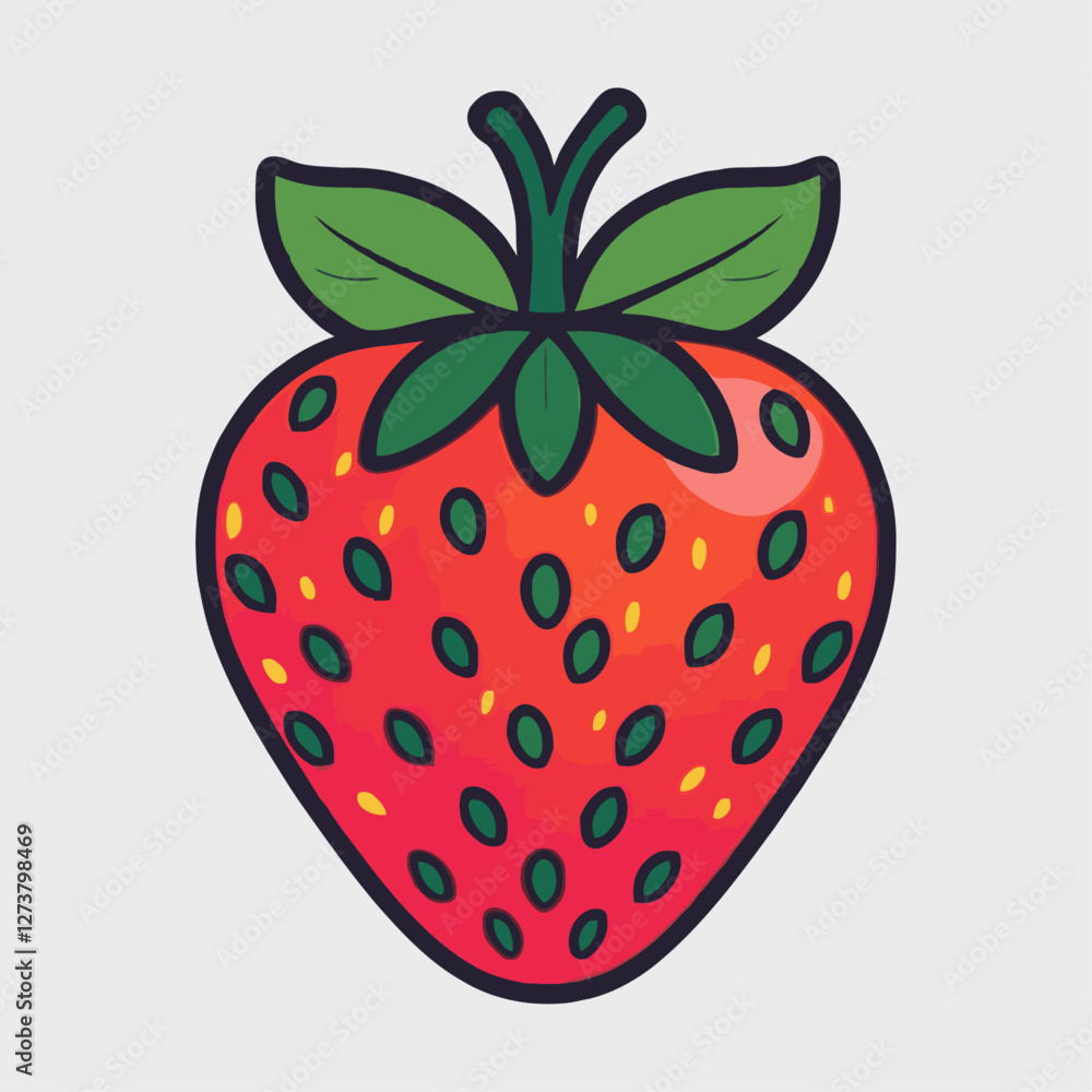 Obraz premium Cute Cartoon Strawberry Illustration for Food Design