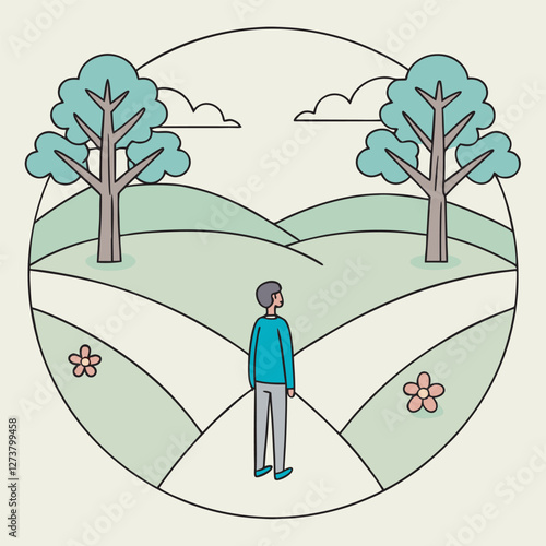 Crossroads decision making Illustration 
