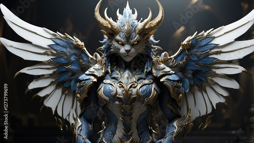 Regal Mythical Creature in Ornate Armor with Intricate Details in a Fantasy Style