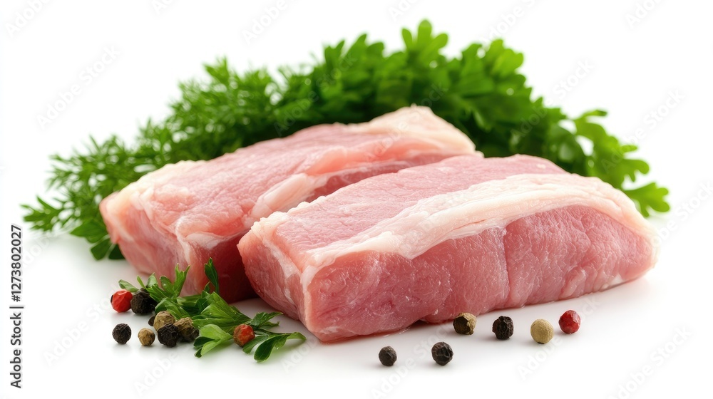 A high-quality image of a fresh pork shoulder with a smooth, pink surface, neatly trimmed and placed on a white background to showcase its freshness. A high-quality image of a fresh pork shoulder with a smooth, pink surface, neatly trimmed and placed on a white background to showcase its freshness.