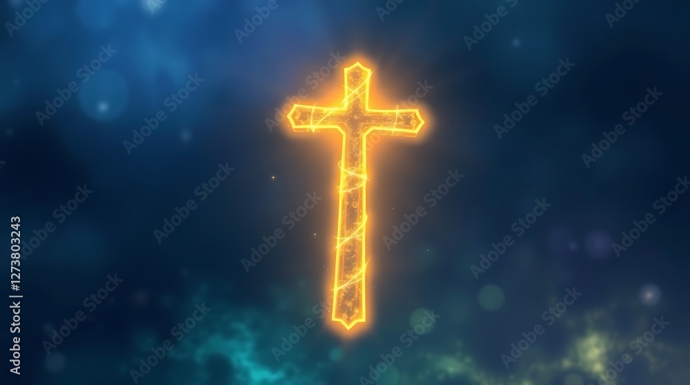 Majestic Holy Cross Symbolizing Faith and Spiritual Devotion Against a Serene Background Majestic Holy Cross Symbolizing Faith and Spiritual Devotion Against a Serene Background