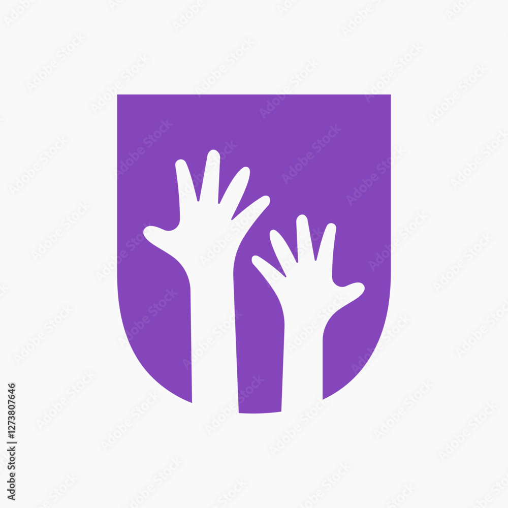 Fototapeta premium Initial Letter U Charity Logo Design Concept With Two Hand Symbol