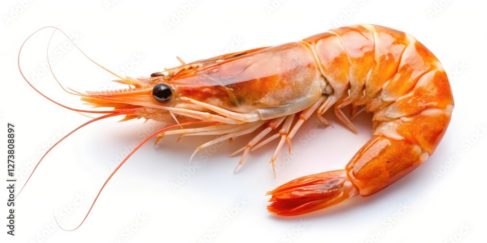 Single Shrimp on White Background Single Shrimp on White Background