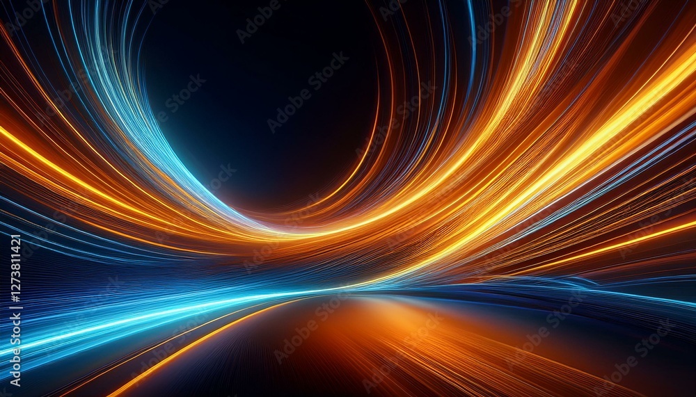 Obraz premium Abstract elegant glowing curve line lighting effect background , hi-speed motion moving concept