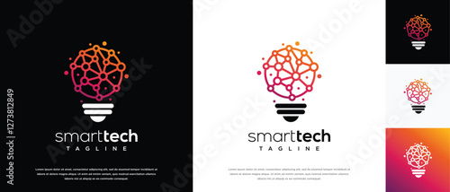 smart bulb technology logo design template. technology bulb logo icon