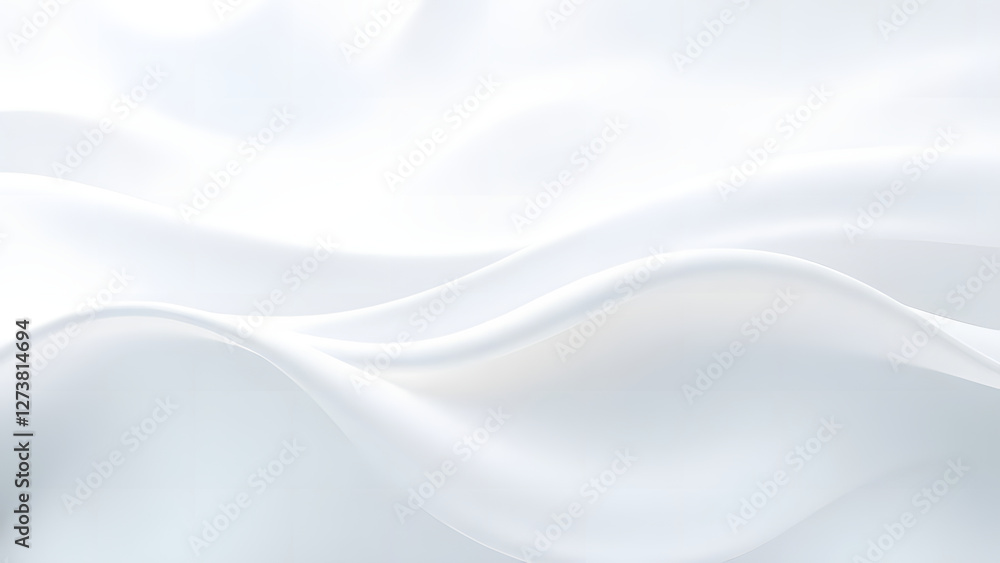 Fototapeta premium Elegant white silk fabric with a soft, flowing wave design digital background