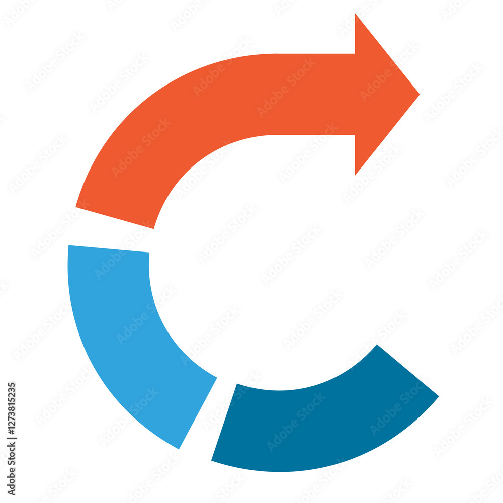 Modello di cerchio a freccia. Infografica dei dati dei passaggi di colore isolato su fondo trasparente png - illustrazioni