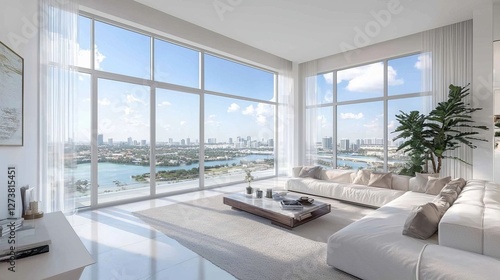Luxurious living room with bright decor in a Serenia Residences apartment on Palm Jumeirah's east crescent in Dubai