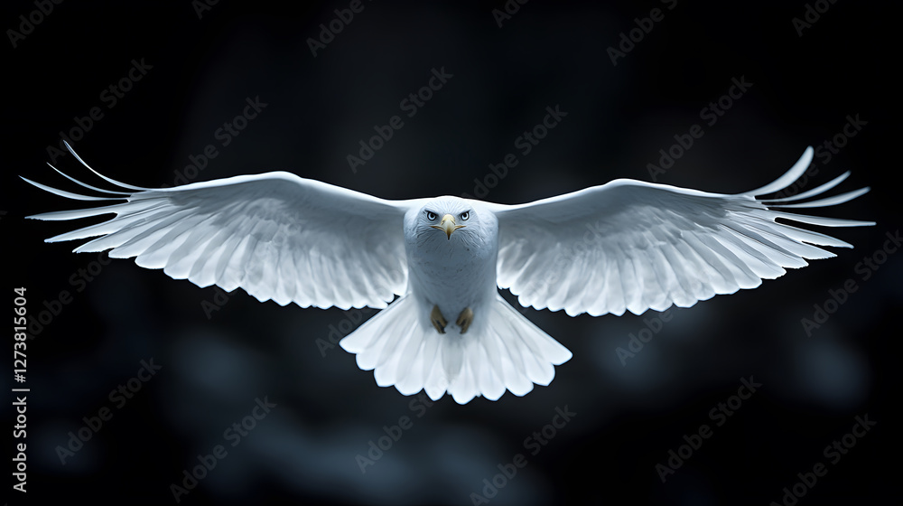 Obraz premium Majestic white owl soaring against a dark background