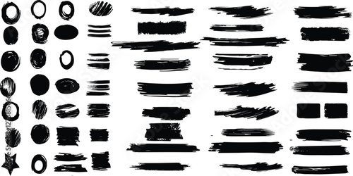 Black vector rough edge rectangles. Grunge square frames set.