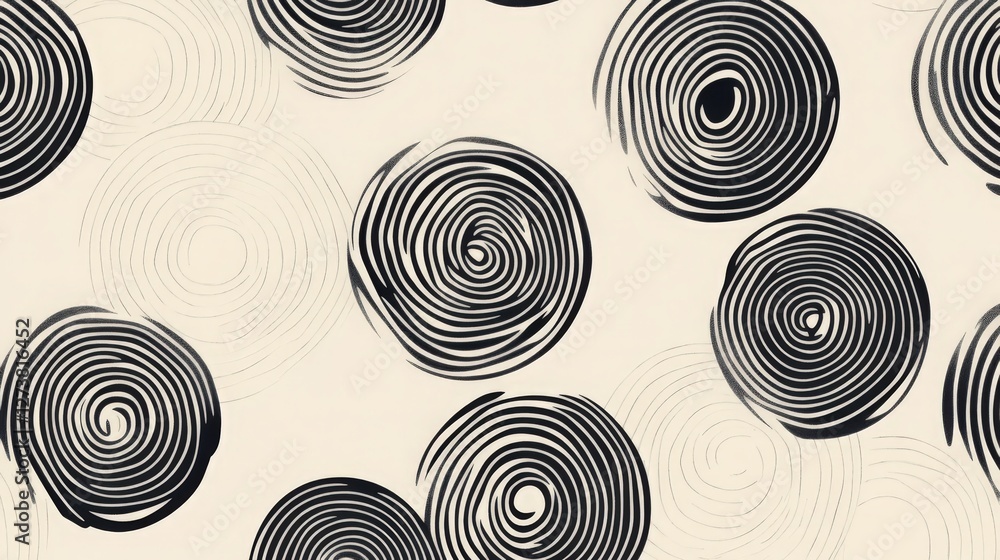 Elegant Abstract Circular Swirls Pattern - Black and Beige Decorative Design Elegant Abstract Circular Swirls Pattern - Black and Beige Decorative Design