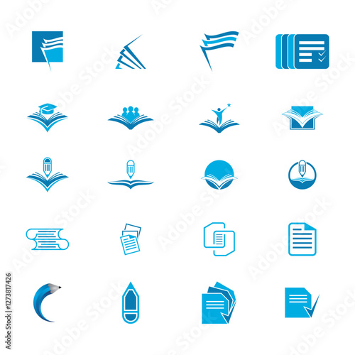 Collection of book logos for education and design of business vector sets