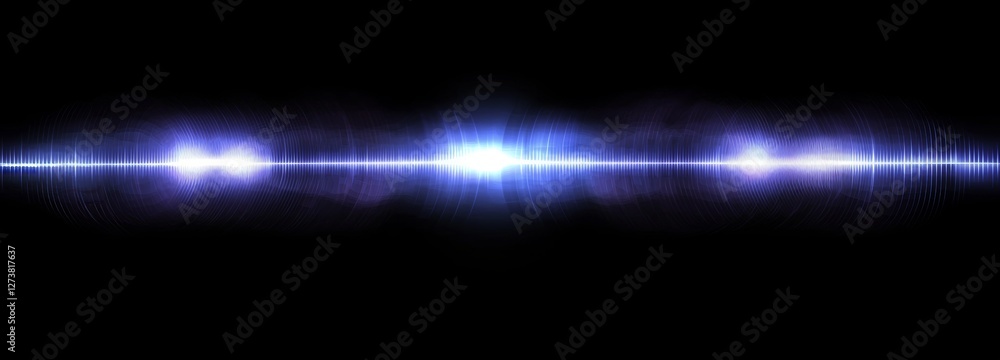 Fototapeta premium The image depicts a blue abstract background of points, where cyber particles fall and a large data stream flows, all produced using 3D rendering methods