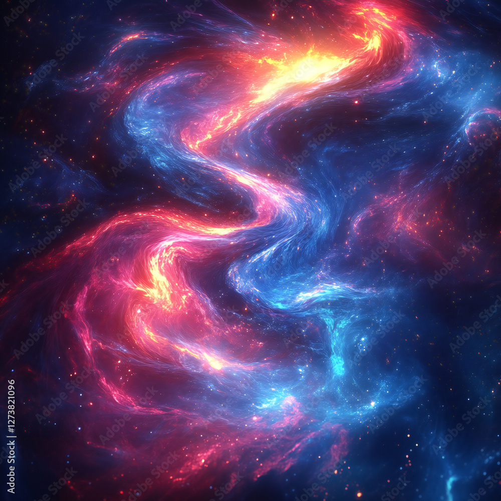 A cosmic abstract background with swirling light trails and vibrant colors like blue, pink, and purple A cosmic abstract background with swirling light trails and vibrant colors like blue, pink, and purple