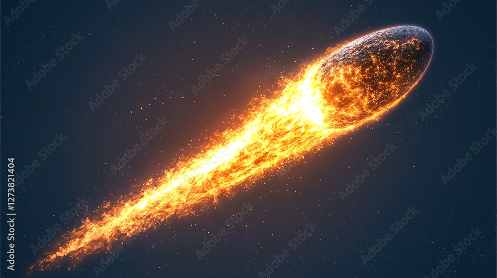 Obraz premium Celestial Fireball, A blazing comet streaks through the starry expanse