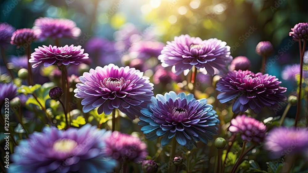 Autumn Chrysanthemum Blooms in a Garden: Vibrant and Beautiful Flowers Autumn Chrysanthemum Blooms in a Garden: Vibrant and Beautiful Flowers