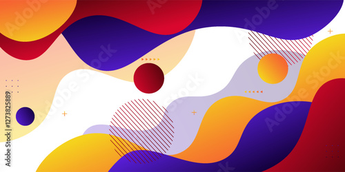 Modern blue orange geometric business banner design. Creative banner design with wave shape and line as template. Simple horizontal banner. Vector Eps10
