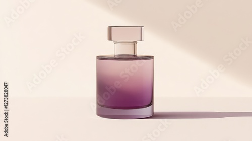 Elegant Purple Perfume Bottle on Minimal Background photo