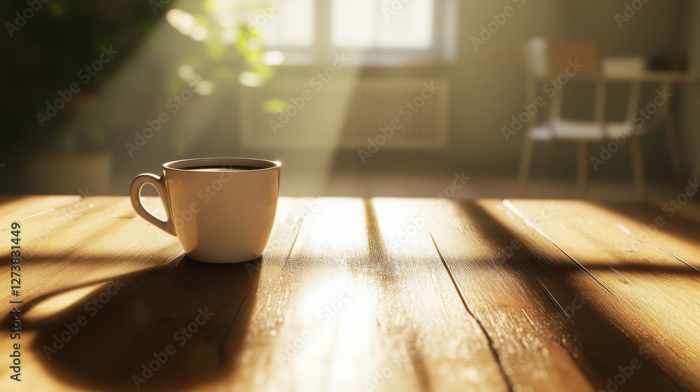 morning coffee sunlight wooden table morning coffee sunlight wooden table