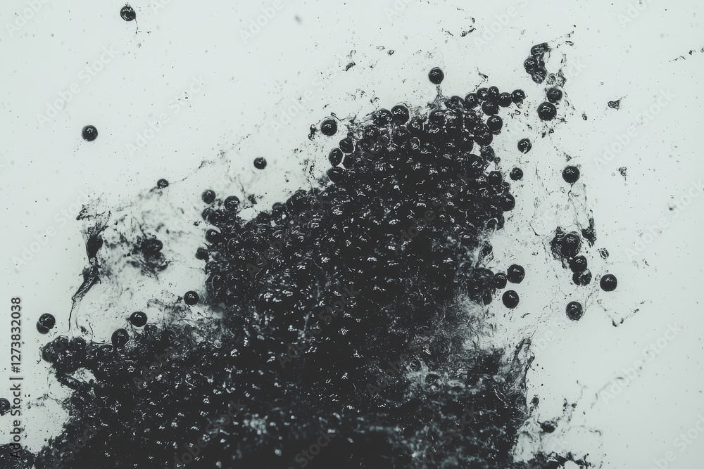 Obraz premium Small metal balls on a white surface form an abstract background for steel shot used in blasting machines