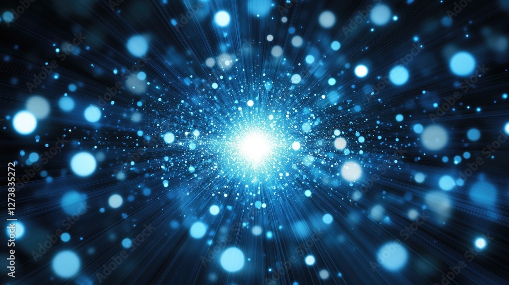 Vibrant blue abstract background with glowing particles and light rays, creating a sense of depth and energy. Vibrant blue abstract background with glowing particles and light rays, creating a sense of depth and energy.