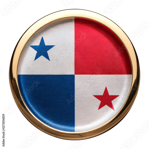 パナマの国旗のブローチ。白背景。(Panama flag brooch on white background.)
 photo