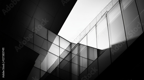 Modern building glass facade sunlight abstract architecture design